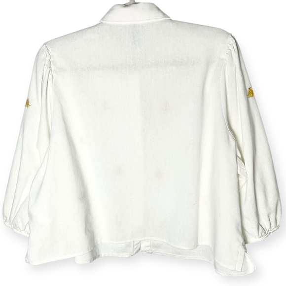 BlueSteel womens novelty embroidered banana collared button down linen cotton XL - Picture 4 of 10